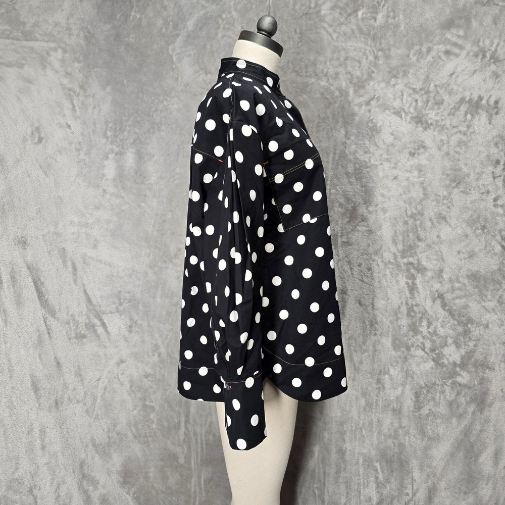 Aligne Jude Spot Blouse Women 10 Black Polka Dot Organic Cotton Top Mod Retro - Picture 5 of 16